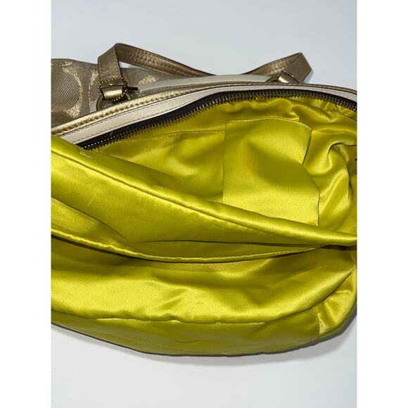 Coach Metallic Gold Bonnie Linen Lurex Satchel Bag 13502 - Picture 12 of 15